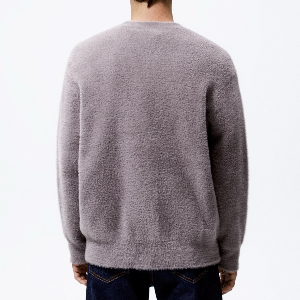 Zara men’s soft textured cardigan dusty mauve sz L NWT - Picture 4 of 10